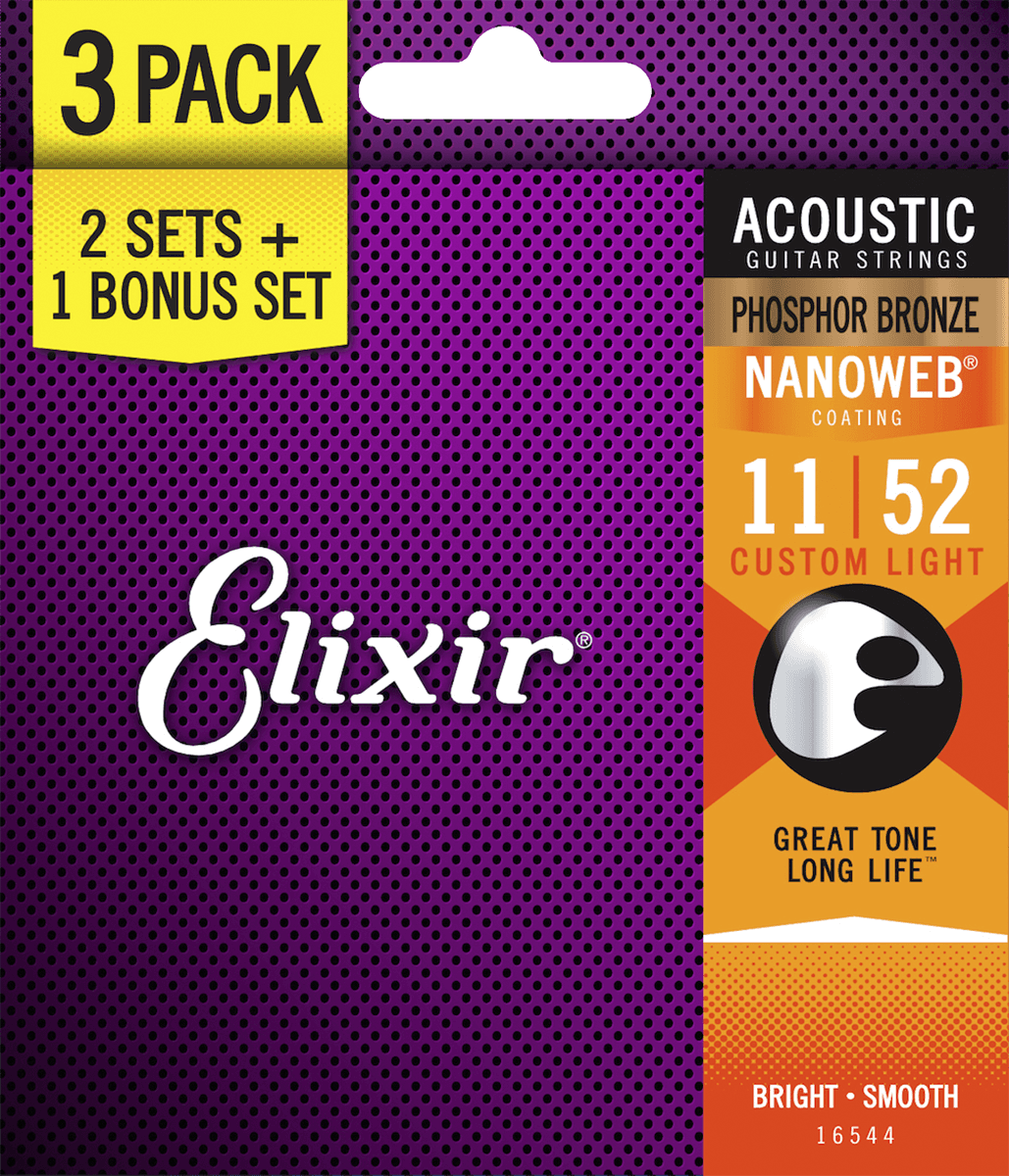 Elixir Nanoweb 3 PACK 16544 11-52 Custom Light